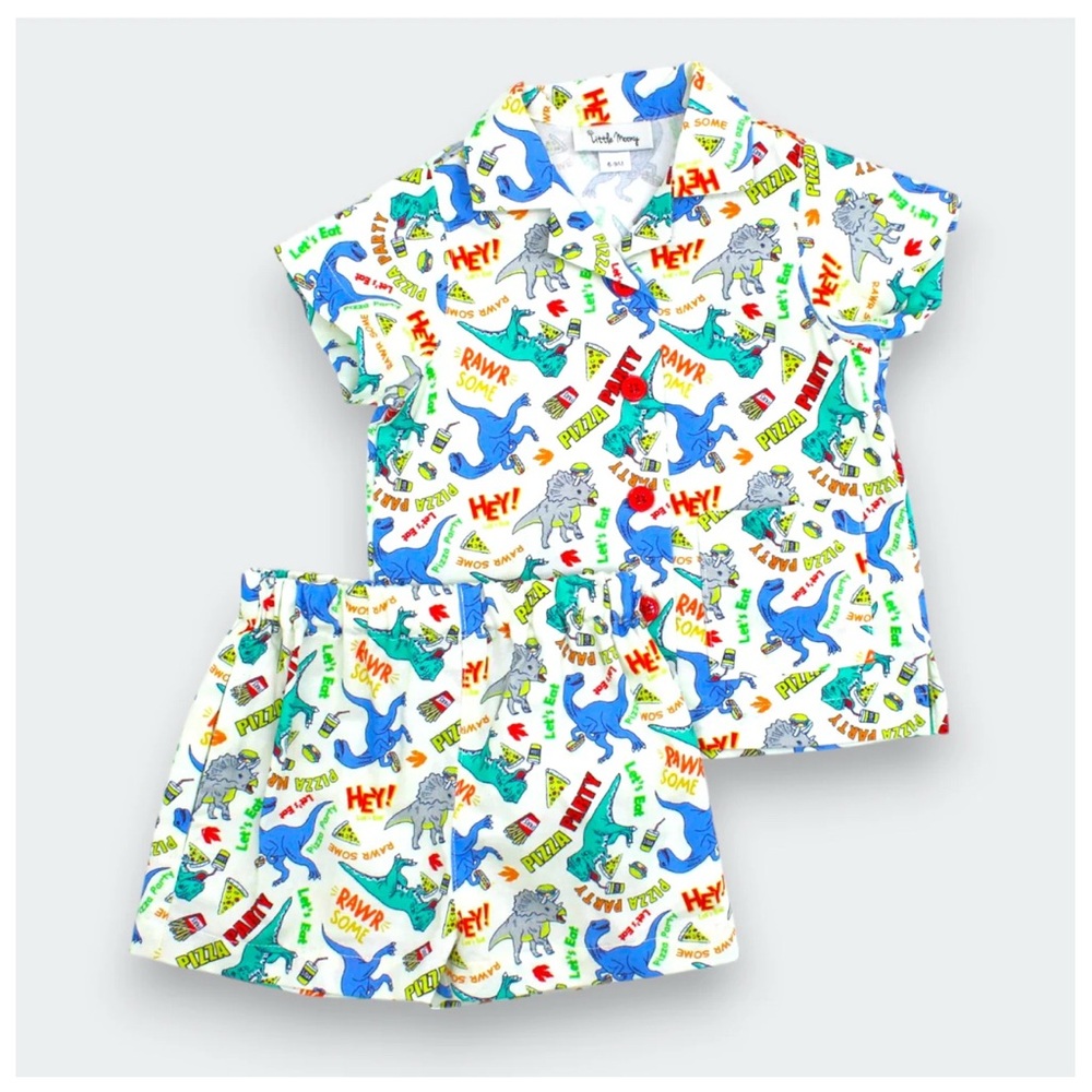 Cotton Pizza Party Dinosaur Camp Set by Little Moony